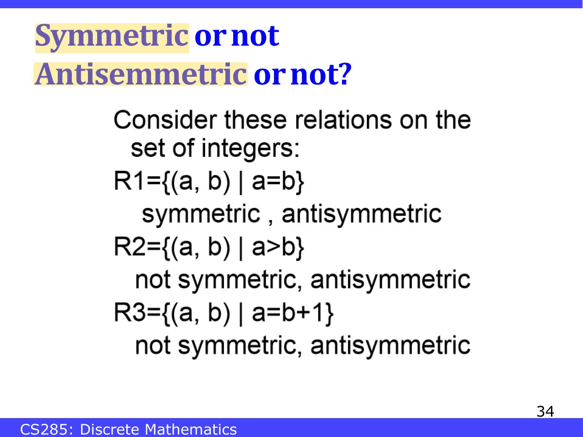 Slide 34: Symmetric or not Antisemmetric or not?