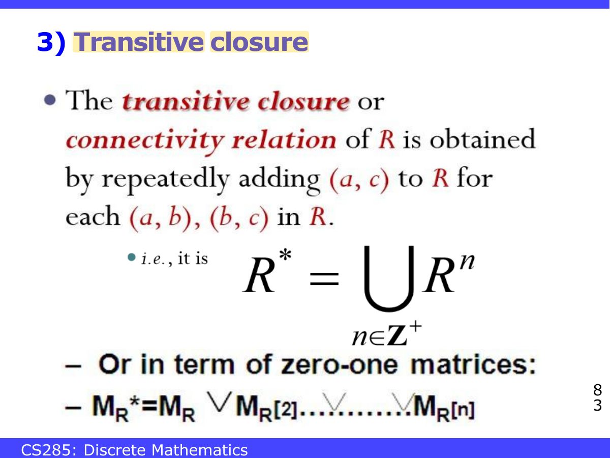 Slide 83: 3) Transitive closure