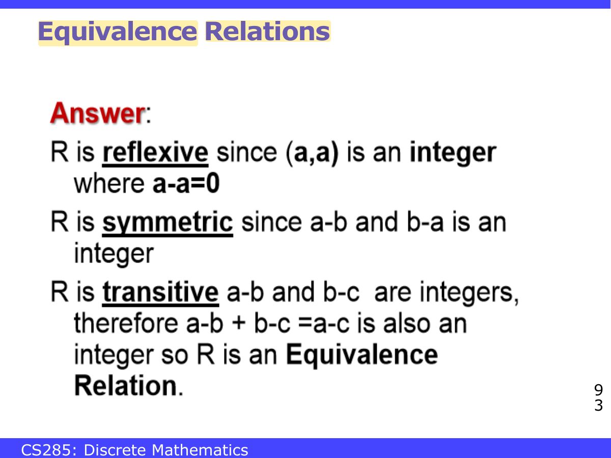 Slide 93: Equivalence Relations