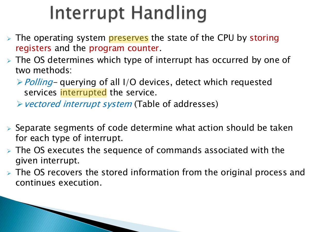 Slide 16: ➢ The operating system preserves the state of the CPU by storing
