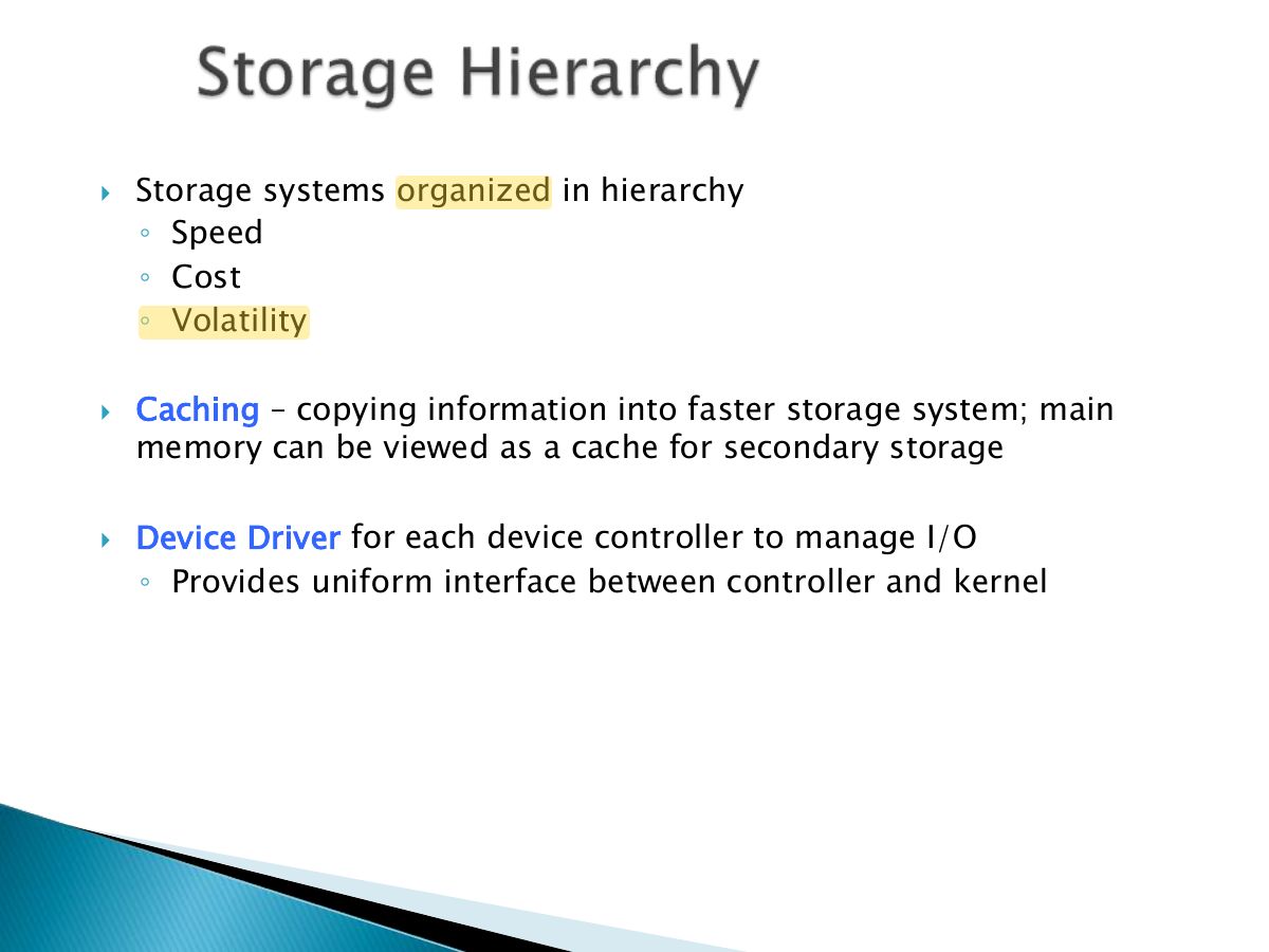 Slide 21: Storage systems organized in hierarchy