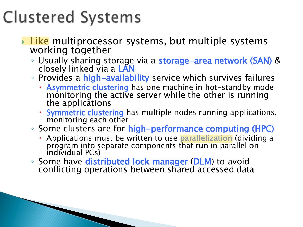 Slide 33: Like multiprocessor systems, but multiple systems