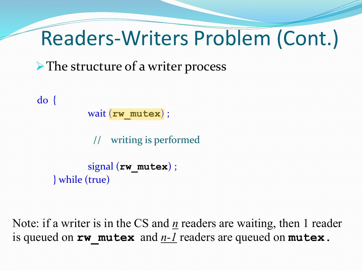 Slide 32: Readers-Writers Problem (Cont.)