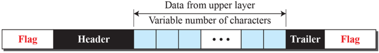 A frame in a character-oriented protocol: flags mark the start and the end.