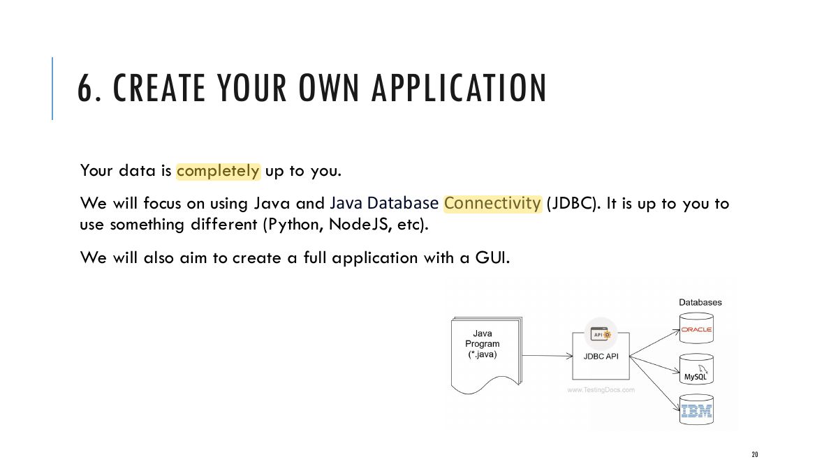 Slide 20: 6. CREATE YOUR OWN APPLICATION