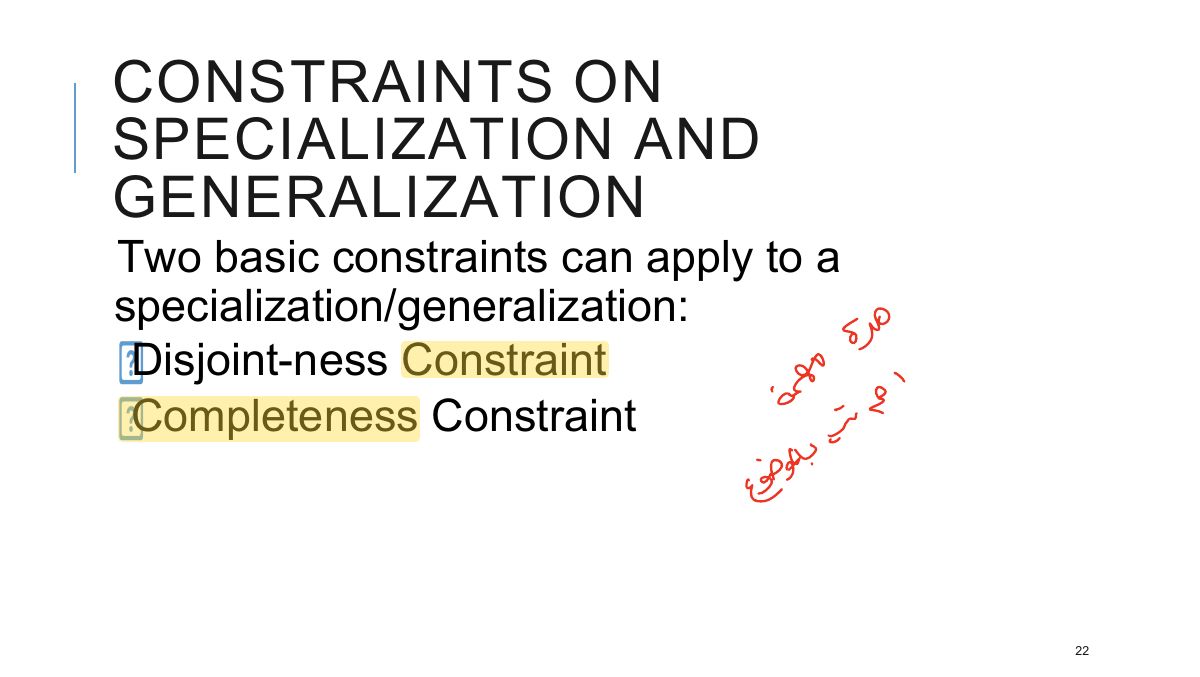 Slide 22: CONSTRAINTS ON SPECIALIZATION AND GENERALIZATION