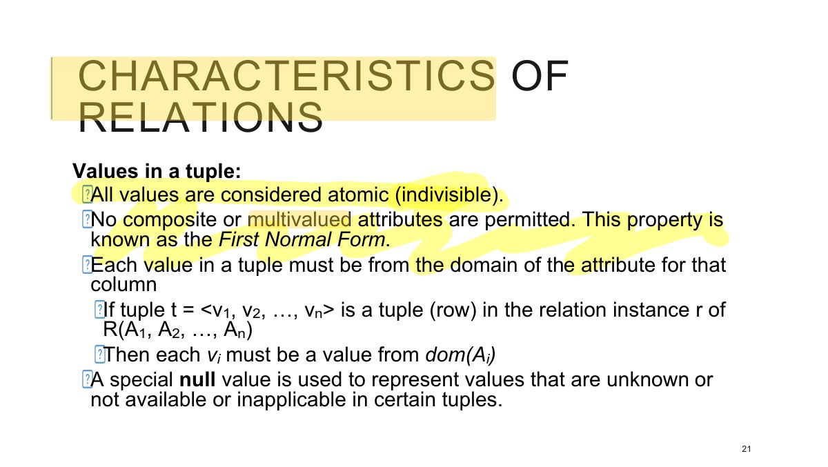 Slide 21: CHARACTERISTICS OF RELATIONS