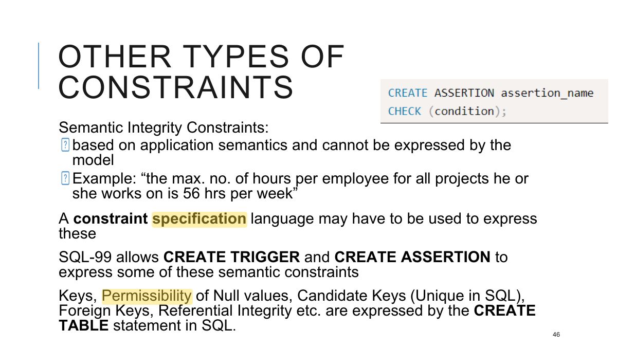 Slide 46: OTHER TYPES OF CONSTRAINTS