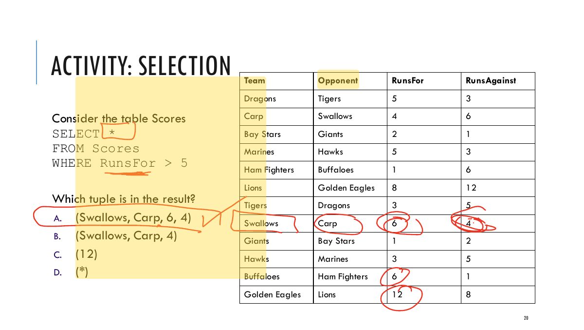 Slide 20: ACTIVITY: SELECTION
