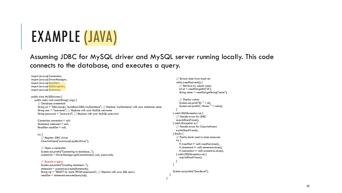 Slide 62: EXAMPLE (JAVA)