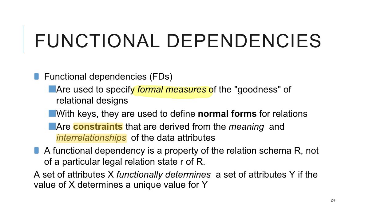 Slide 25: FUNCTIONAL DEPENDENCIES