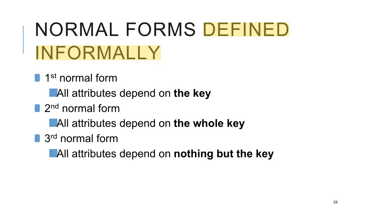 Slide 59: NORMAL FORMS DEFINED INFORMALLY