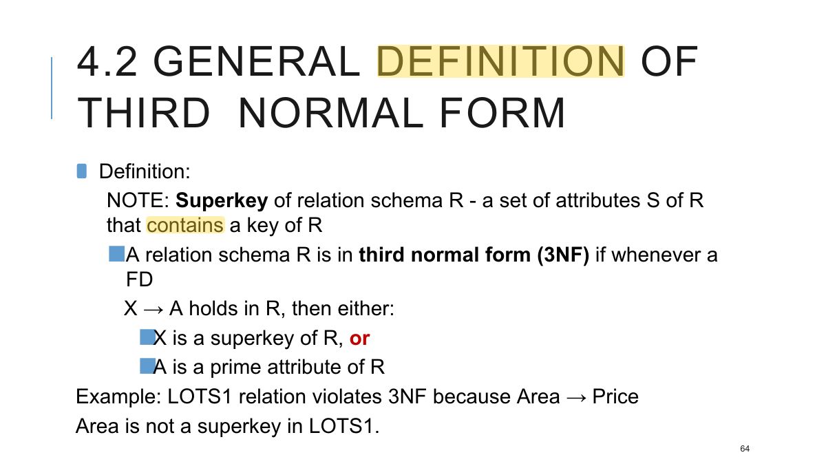 Slide 65: 4.2 GENERAL DEFINITION OF THIRD NORMAL FORM