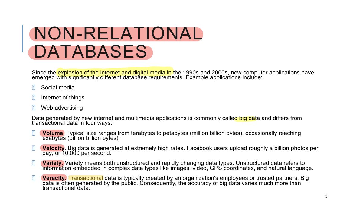 Slide 5: NON-RELATIONAL DATABASES