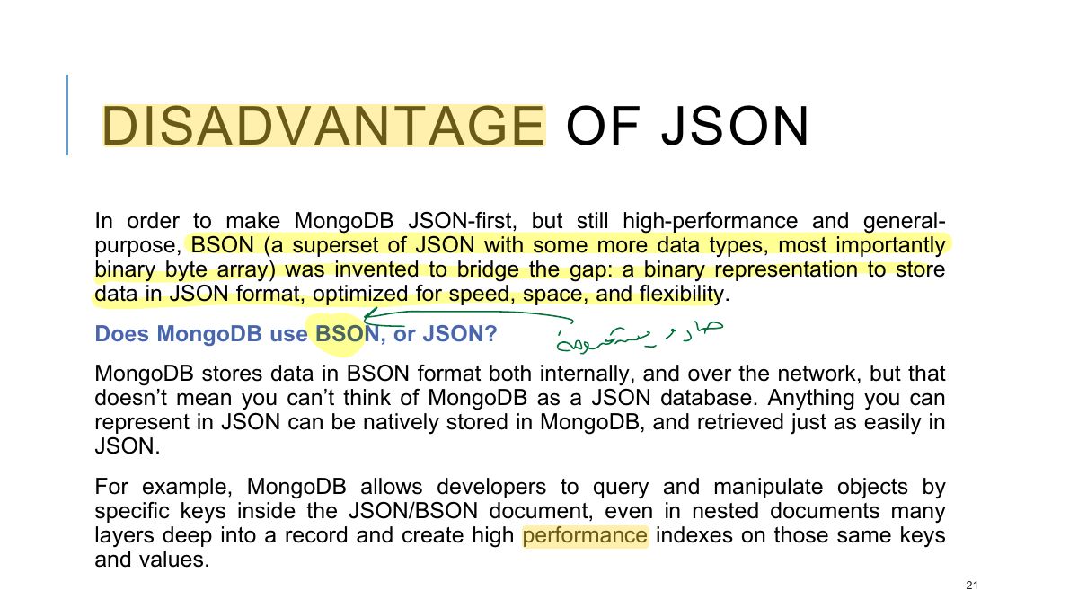 Slide 21: DISADVANTAGE OF JSON