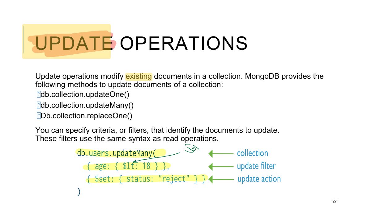 Slide 27: UPDATE OPERATIONS