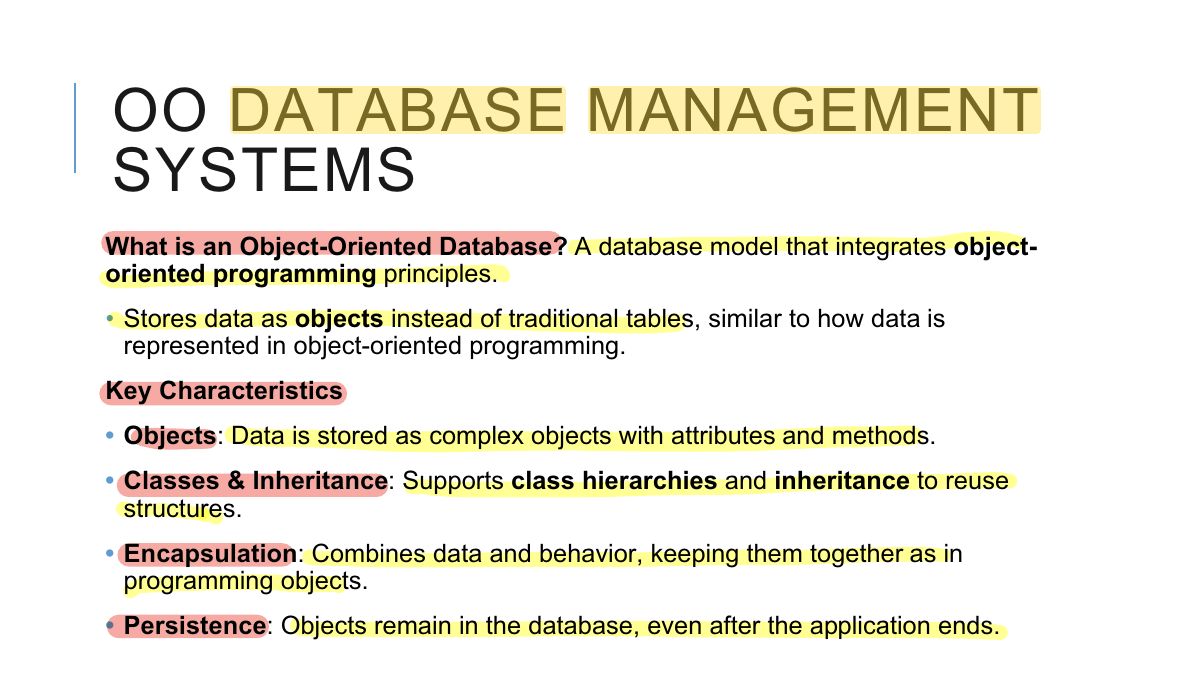 Slide 31: OO DATABASE MANAGEMENT SYSTEMS
