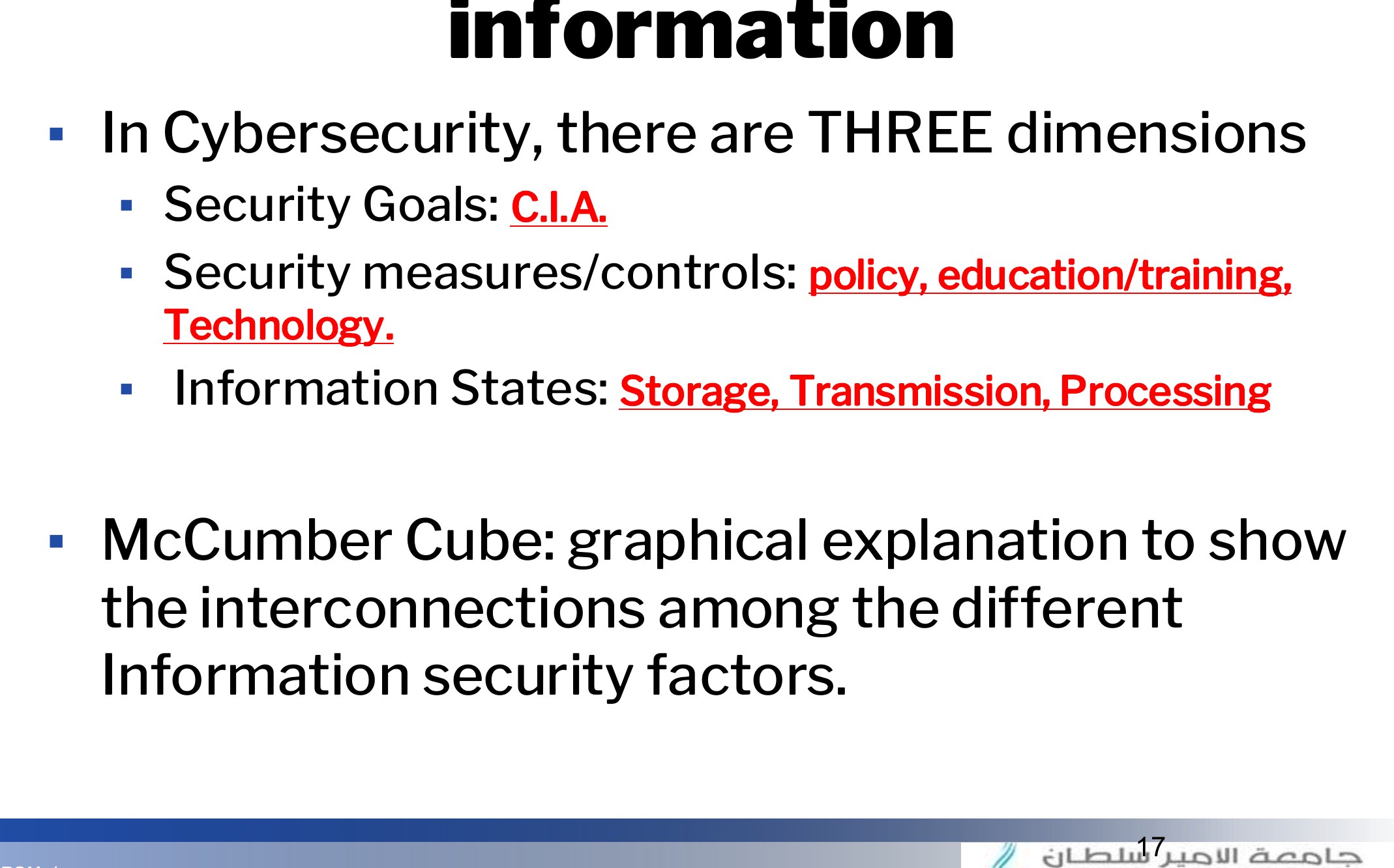 Critical characteristics of information