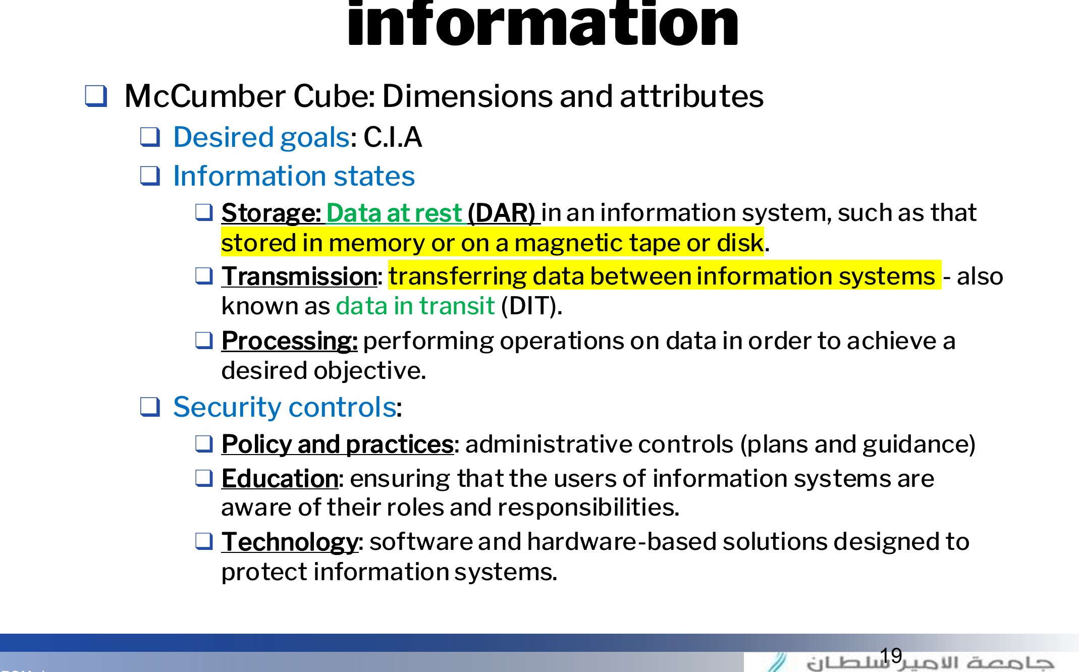 Critical characteristics of information