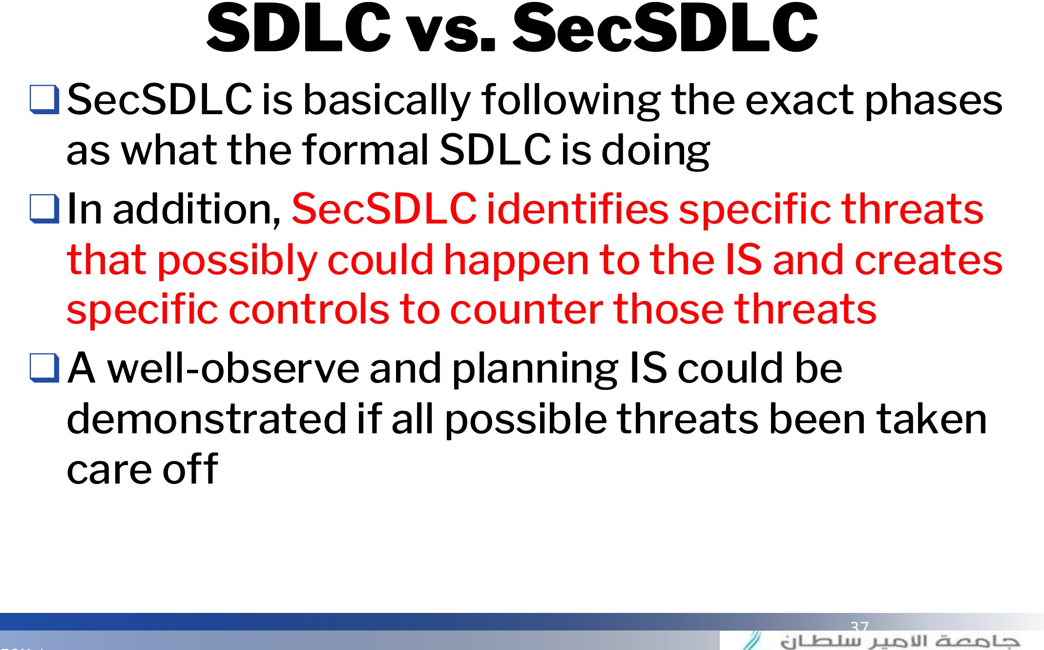 SDLC vs. SecSDLC