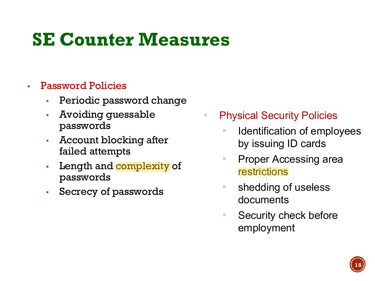 Slide 18: SE Counter Measures