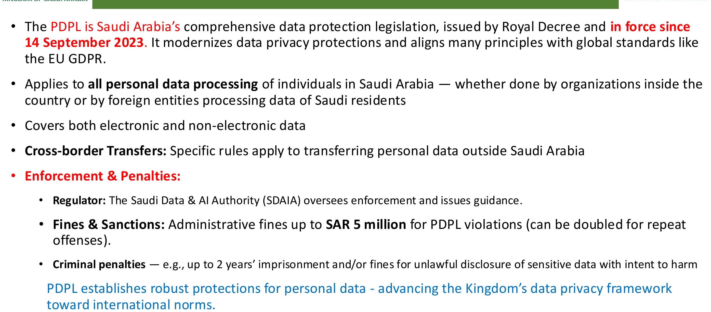 Saudi Arabia - Personal Data Protection Law (PDPL)