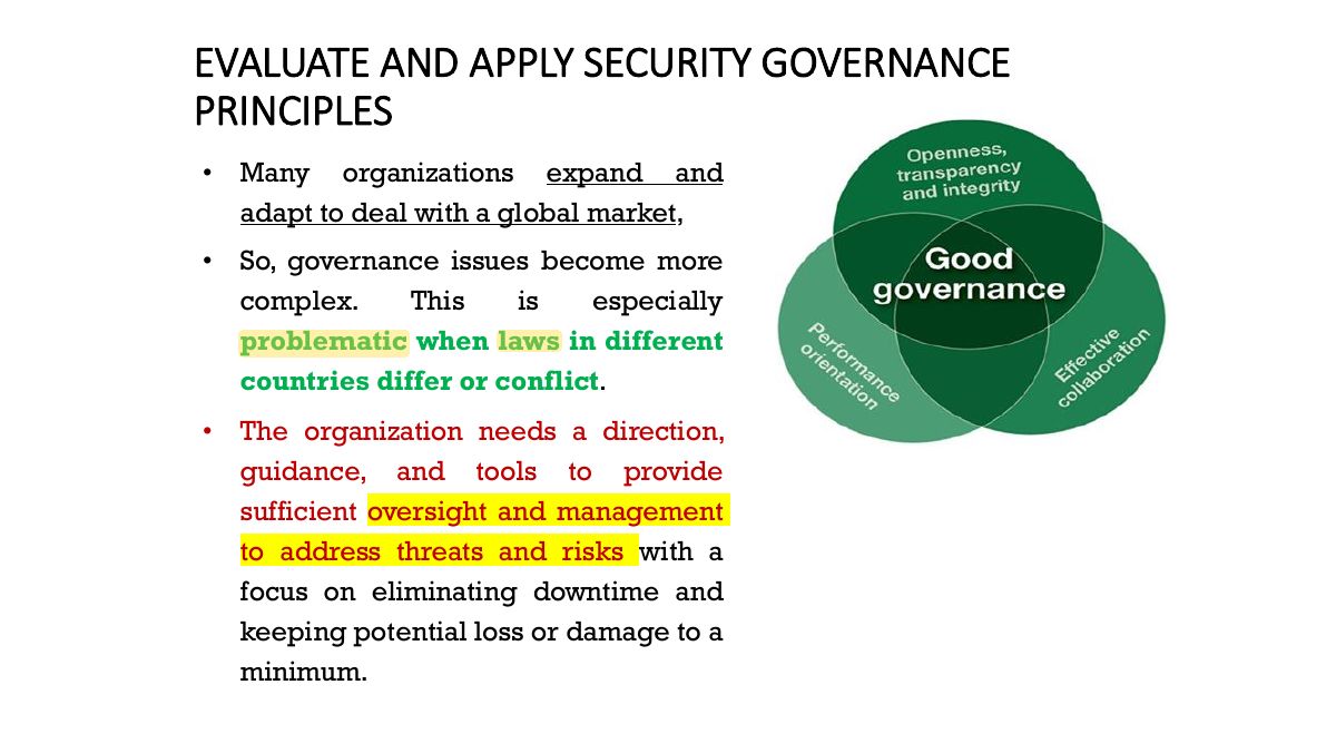 Slide 14: EVALUATE AND APPLY SECURITY GOVERNANCE PRINCIPLES
