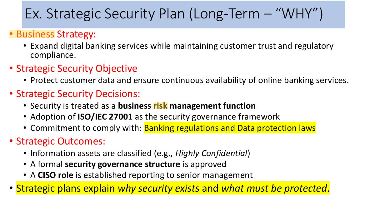 Slide 67: Ex. Strategic Security Plan (Long-Term WHY ) – “ ”