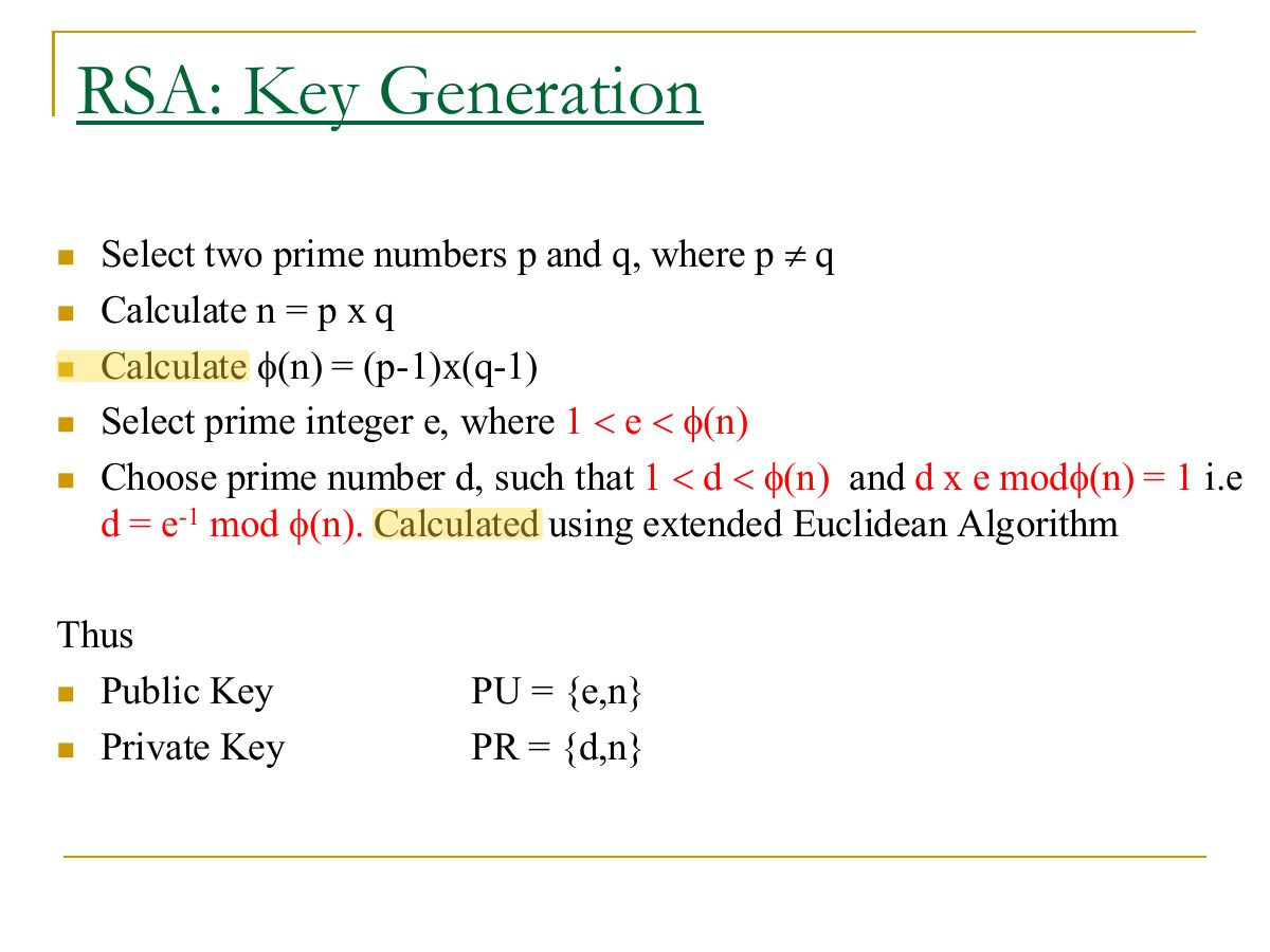 Slide 14: RSA: Key Generation