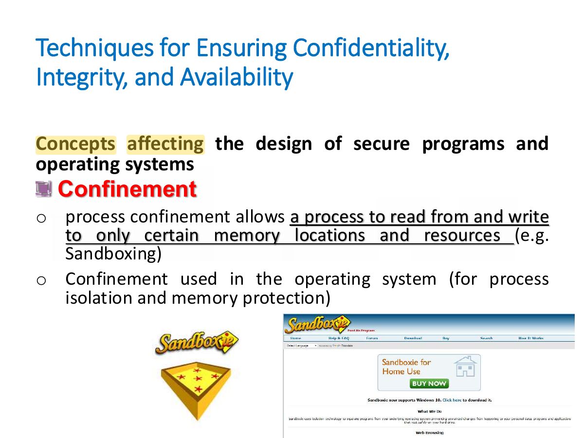 Slide 21: Techniques for Ensuring Confidentiality, Integrity, and Availability