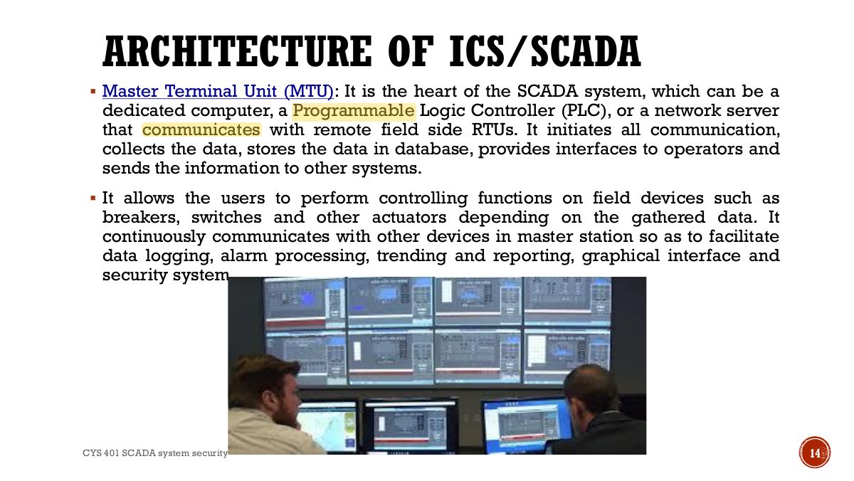 Slide 14: ARCHITECTURE OF ICS/SCADA