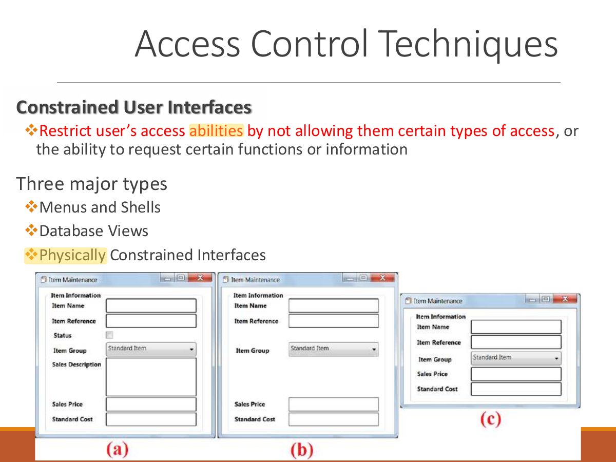 Slide 22: Access Control Techniques