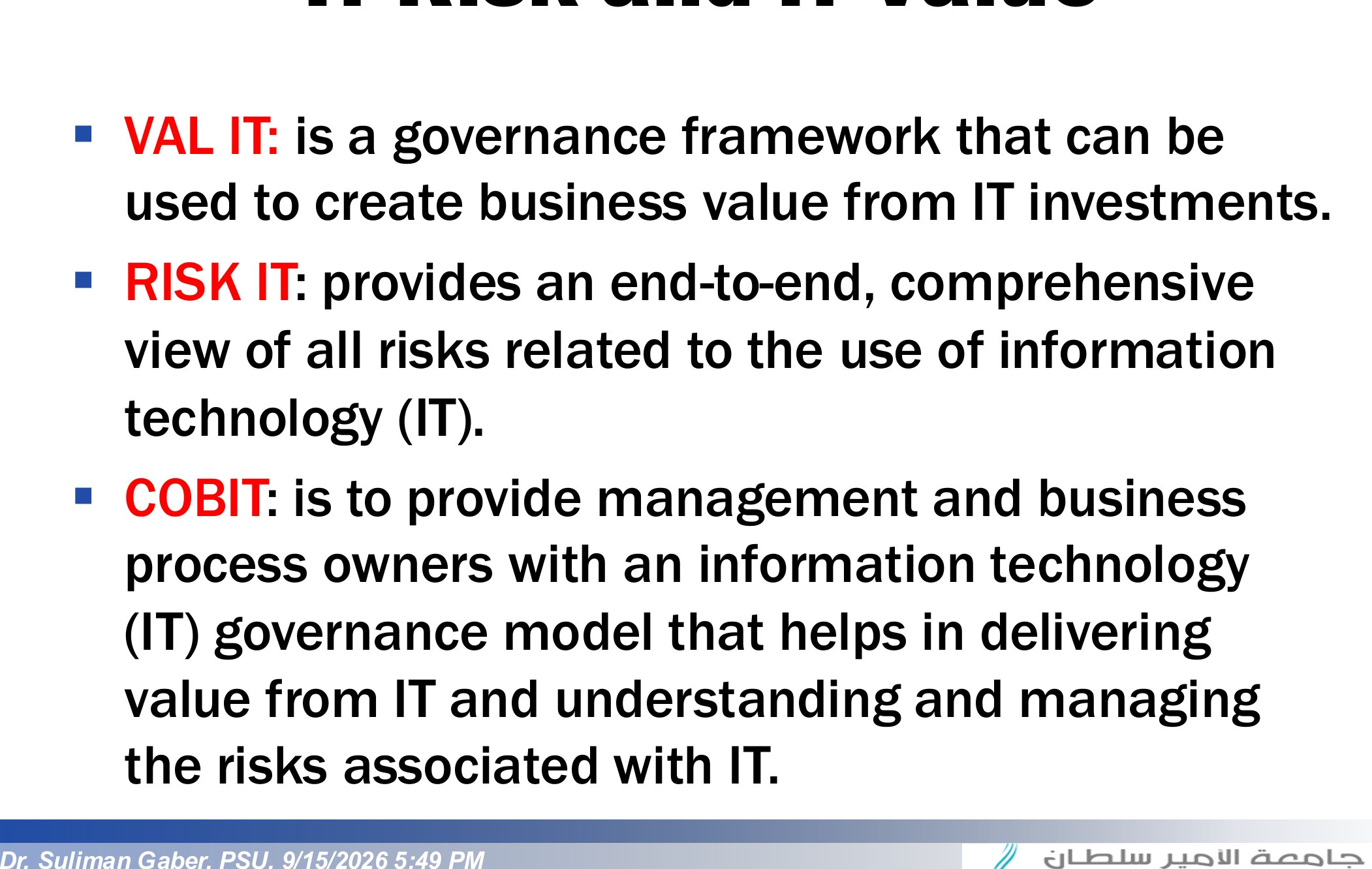 IT Risk and IT Value