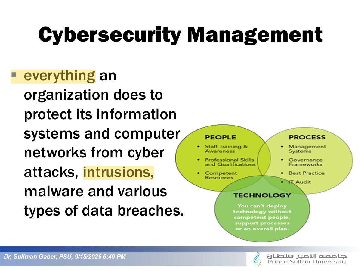 Slide 17: Cybersecurity Management