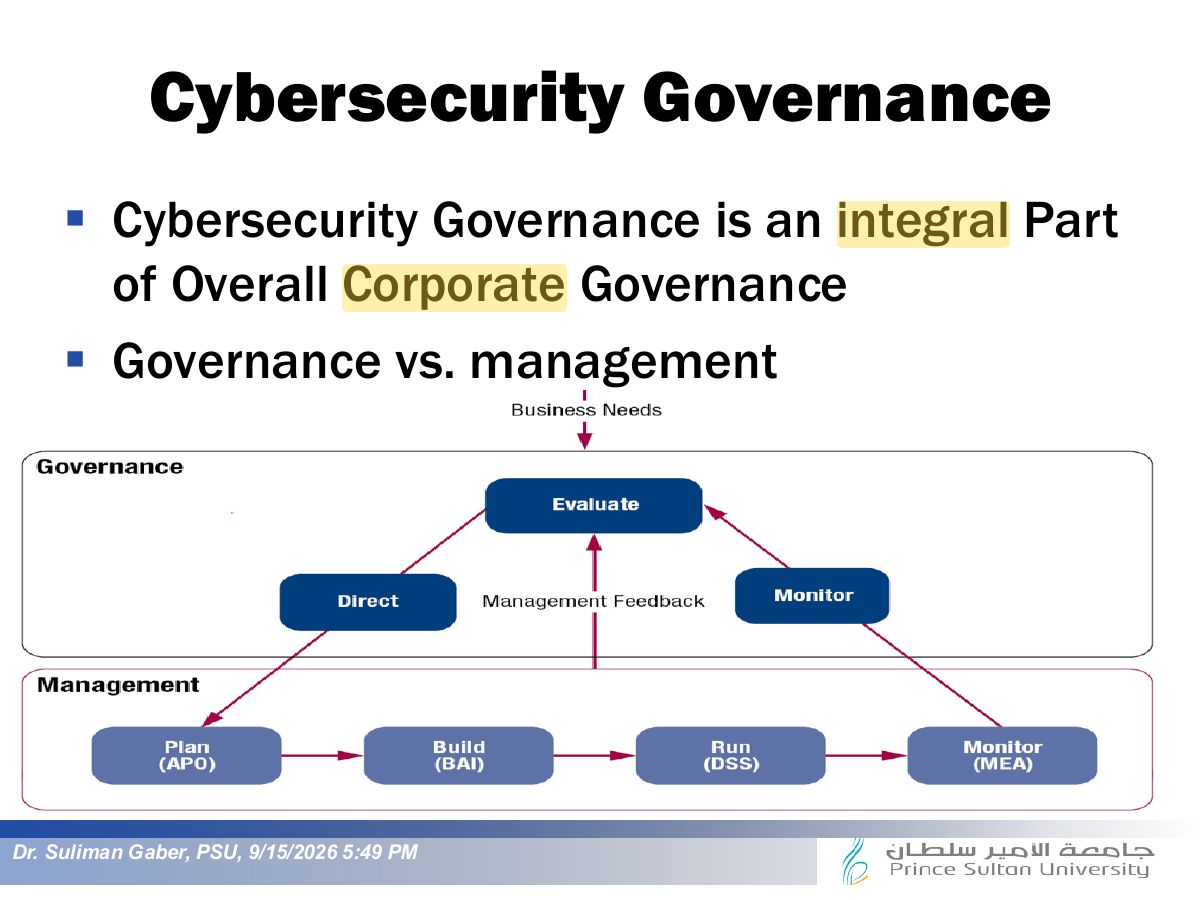 Slide 19: Cybersecurity Governance