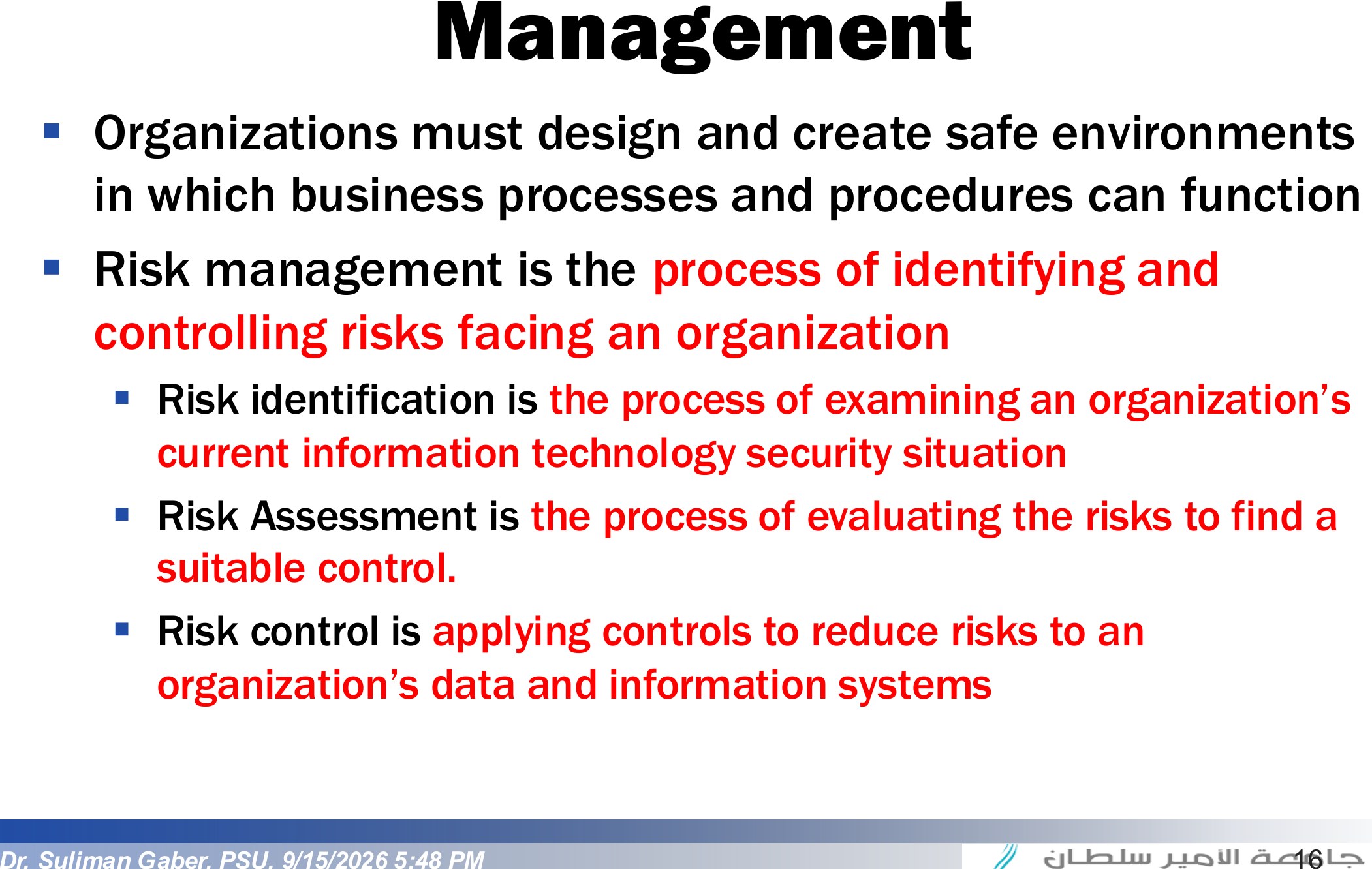 An Overview on Risk Management