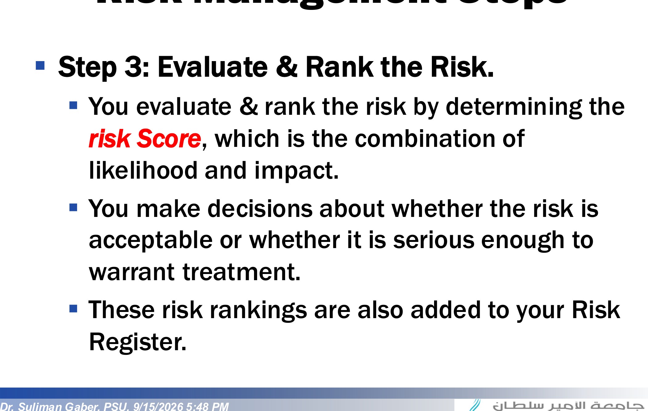 Risk Management Steps