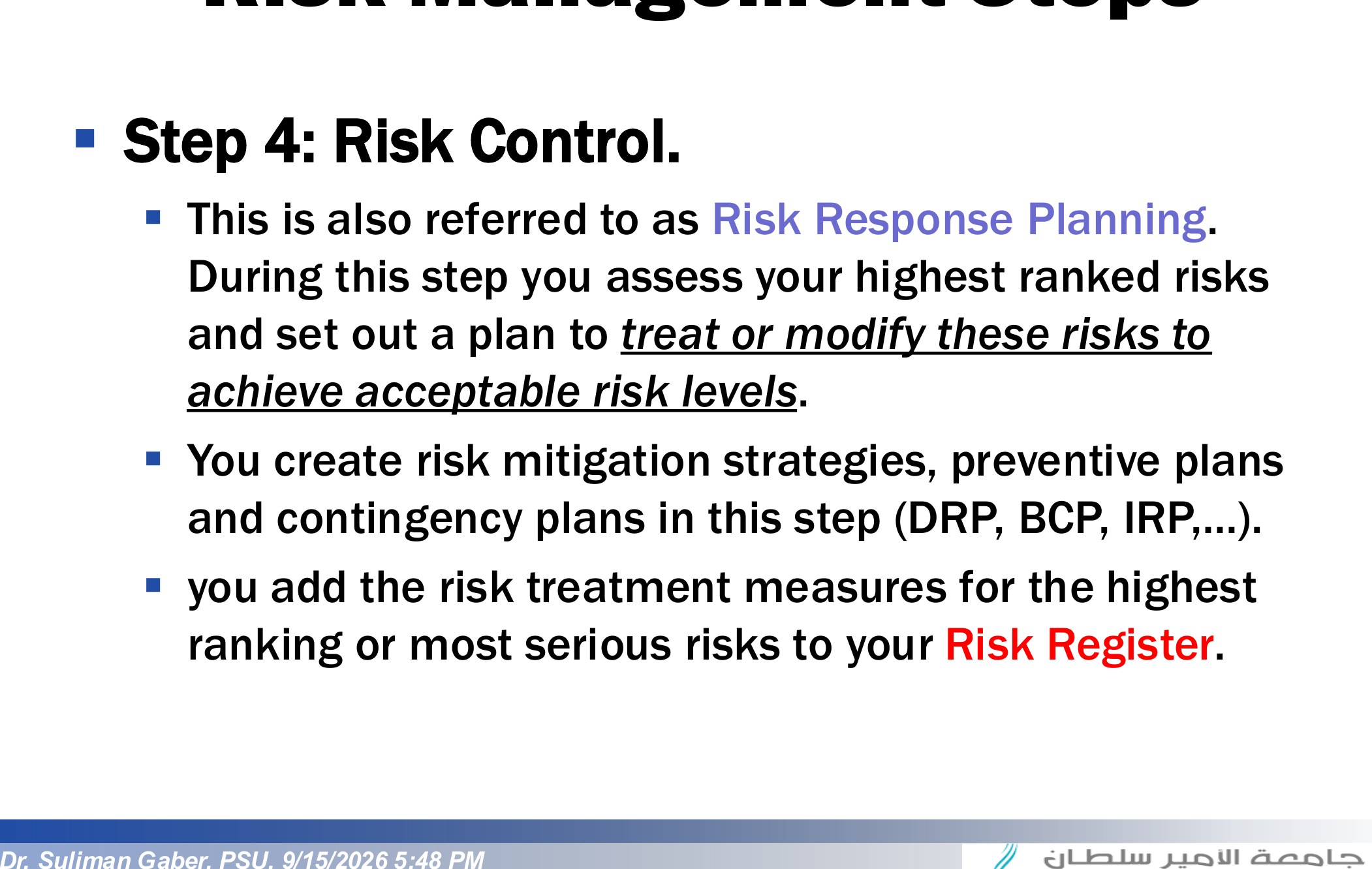 Risk Management Steps