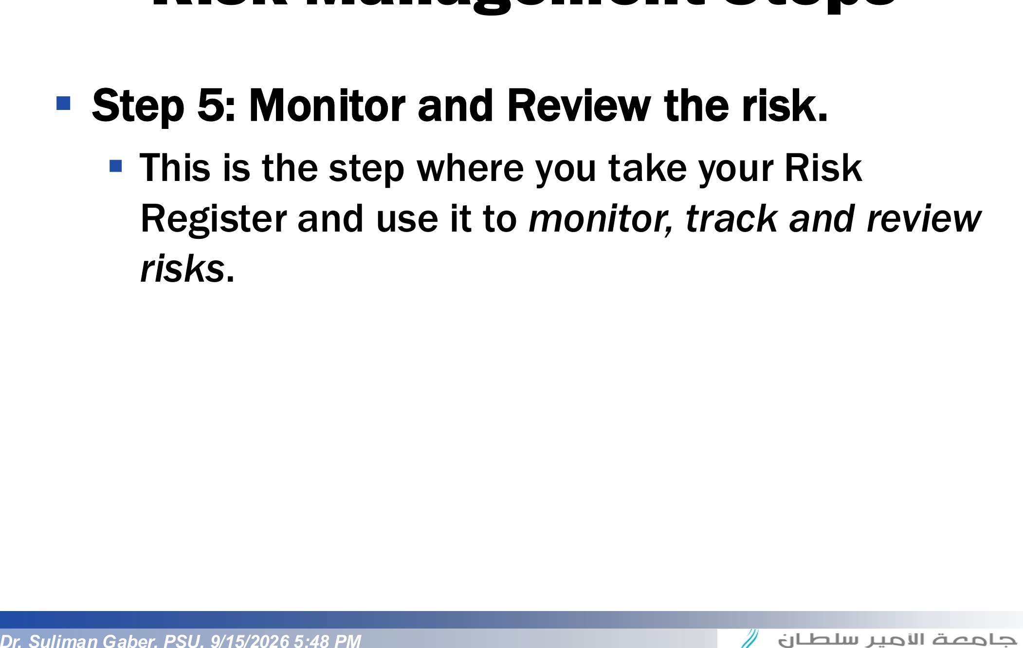 Risk Management Steps