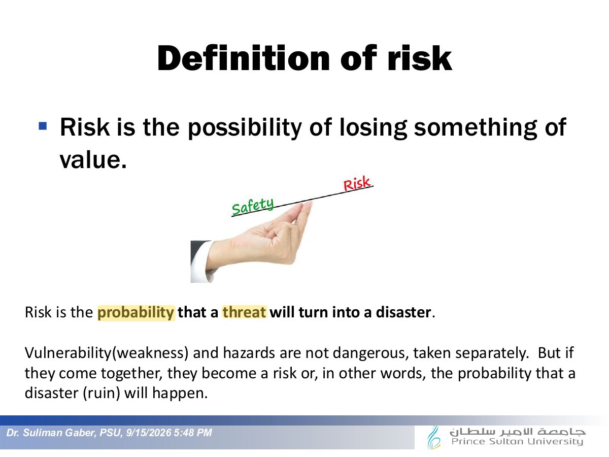 Slide 5: Definition of risk