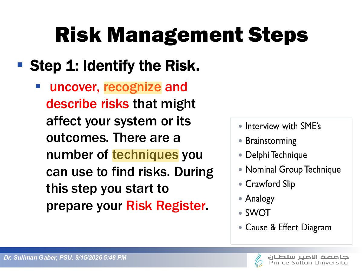 Slide 22: Risk Management Steps
