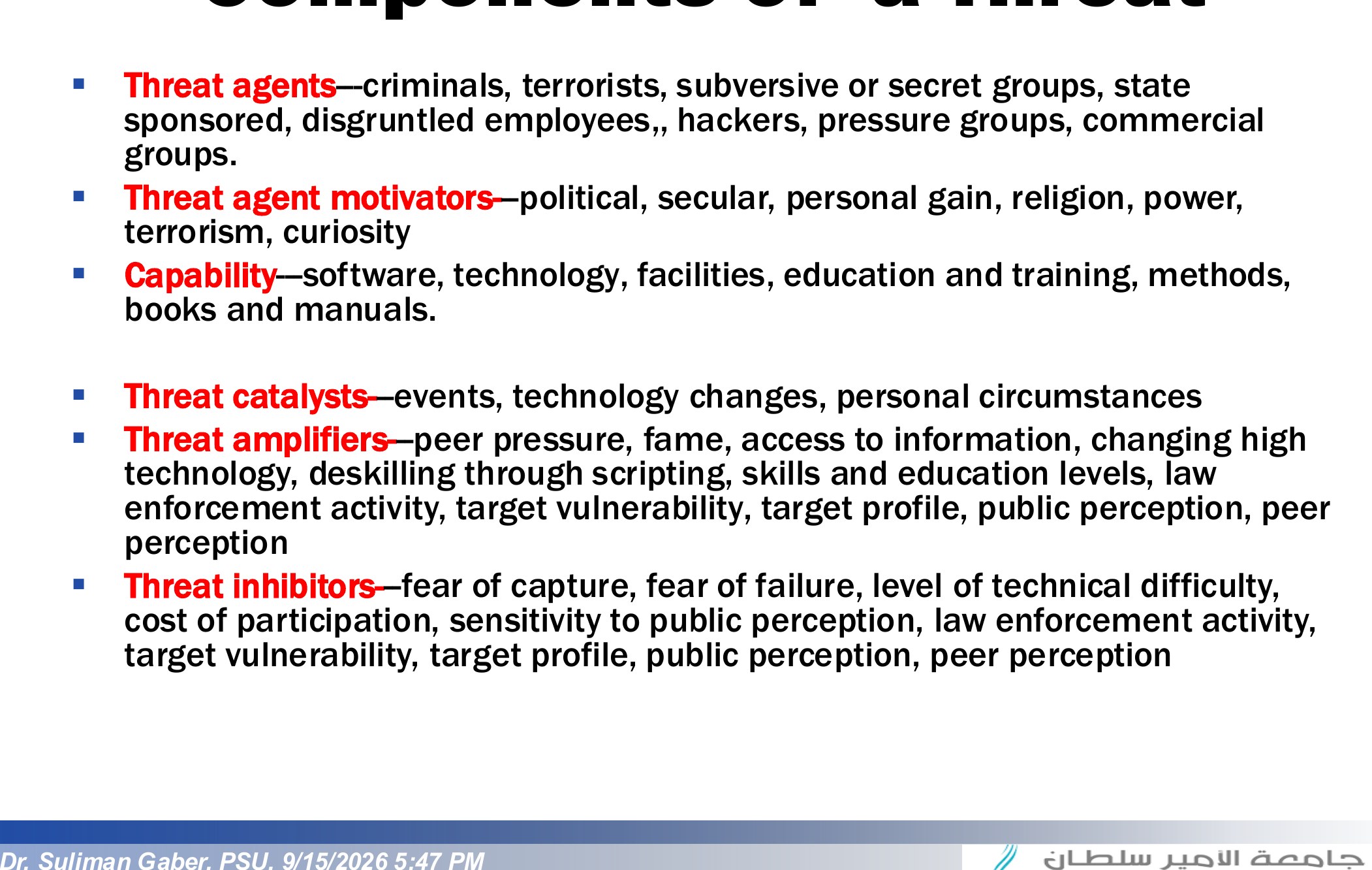 Components of a Threat