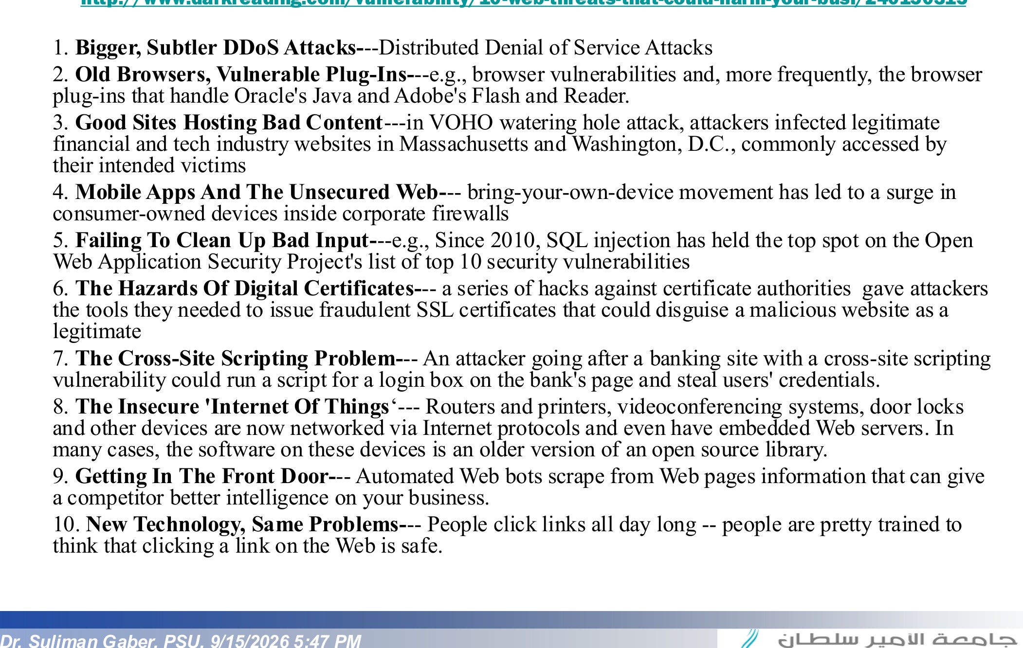 Ten web threats