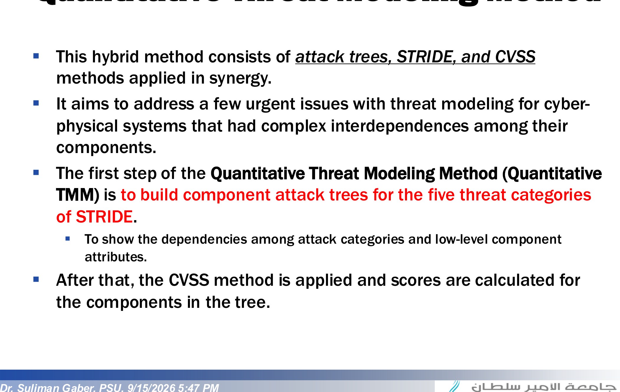 Quantitative Threat Modeling Method