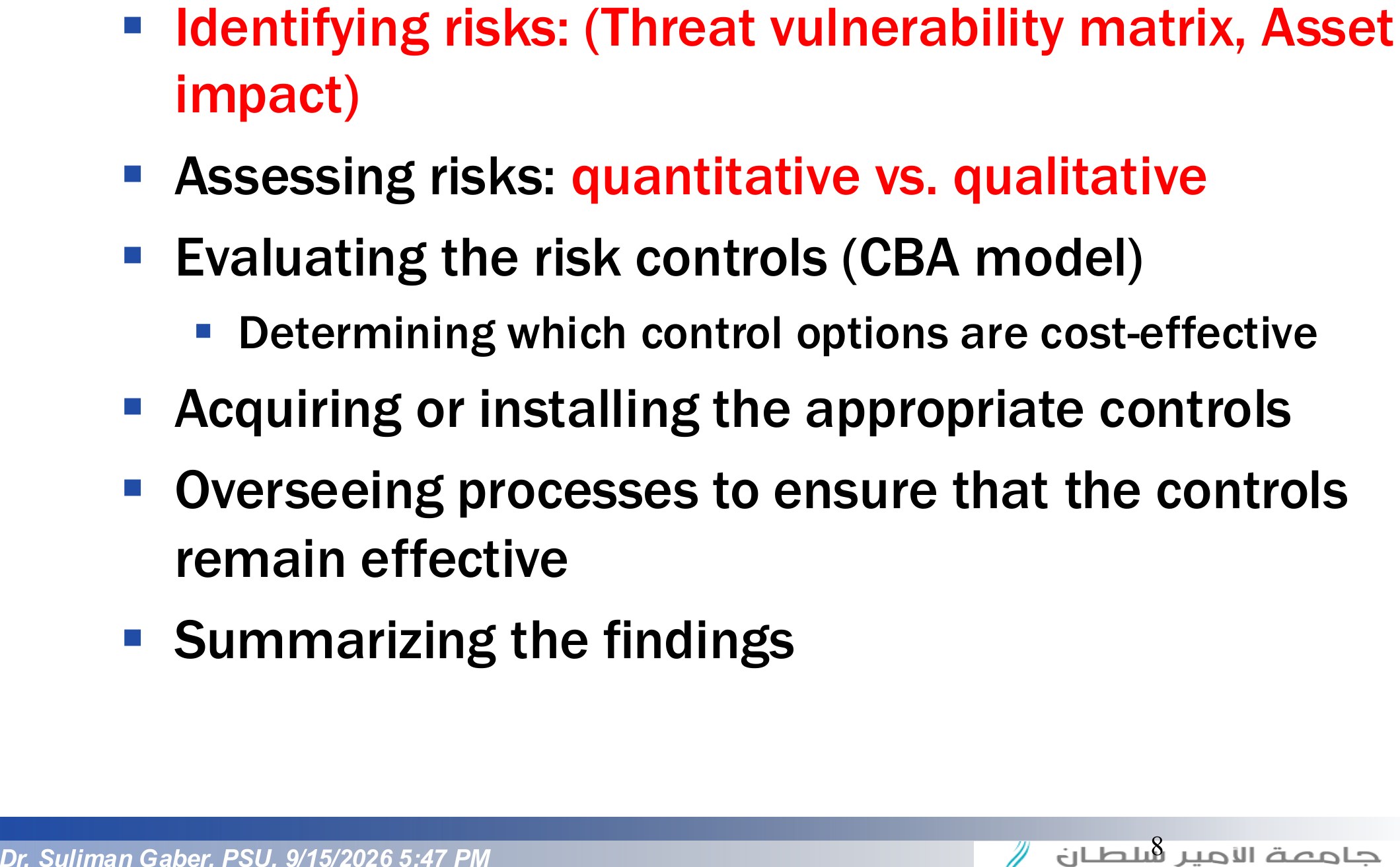Steps in Risk Management