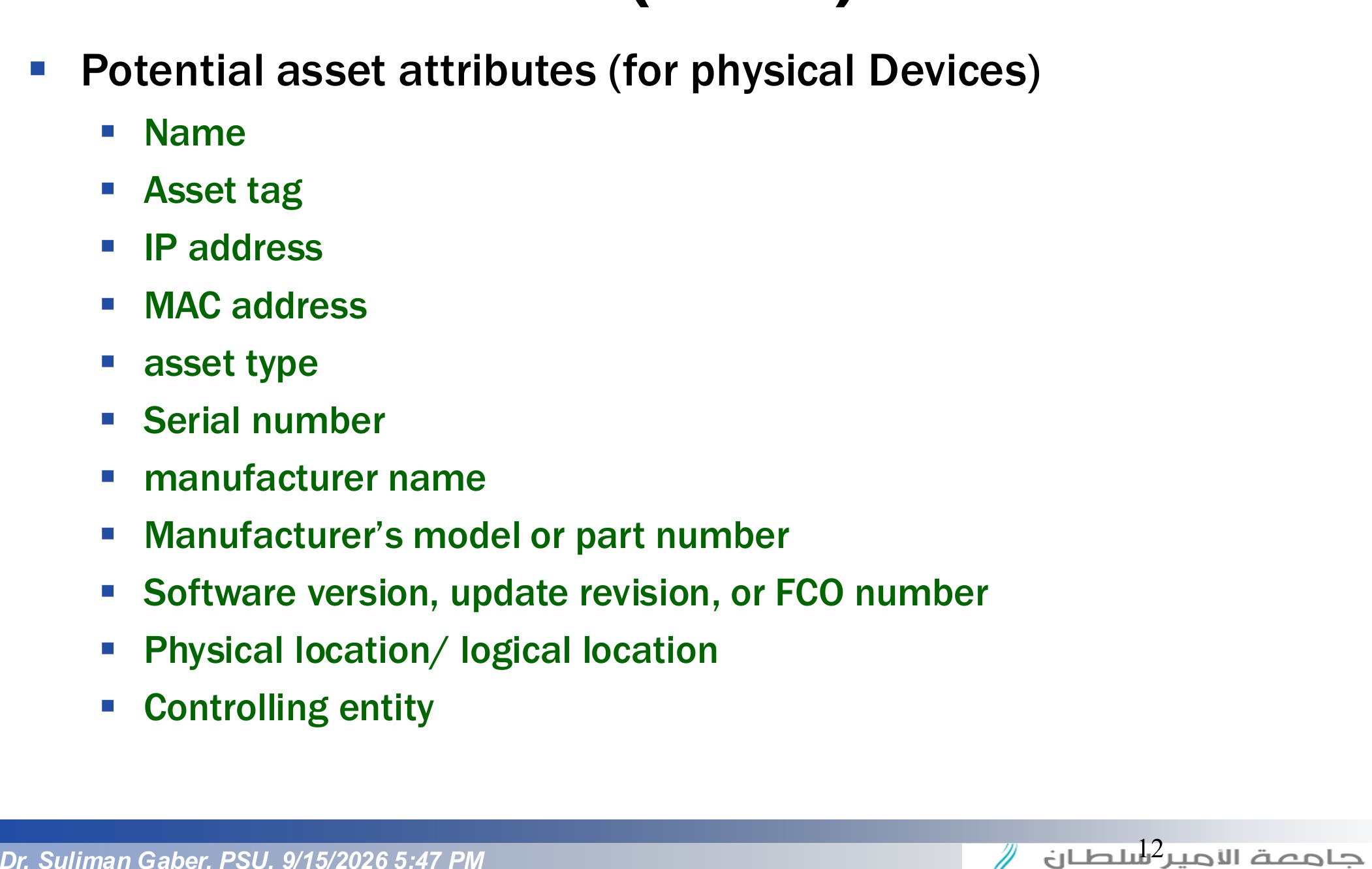 Information Asset Inventory creation (contd.)