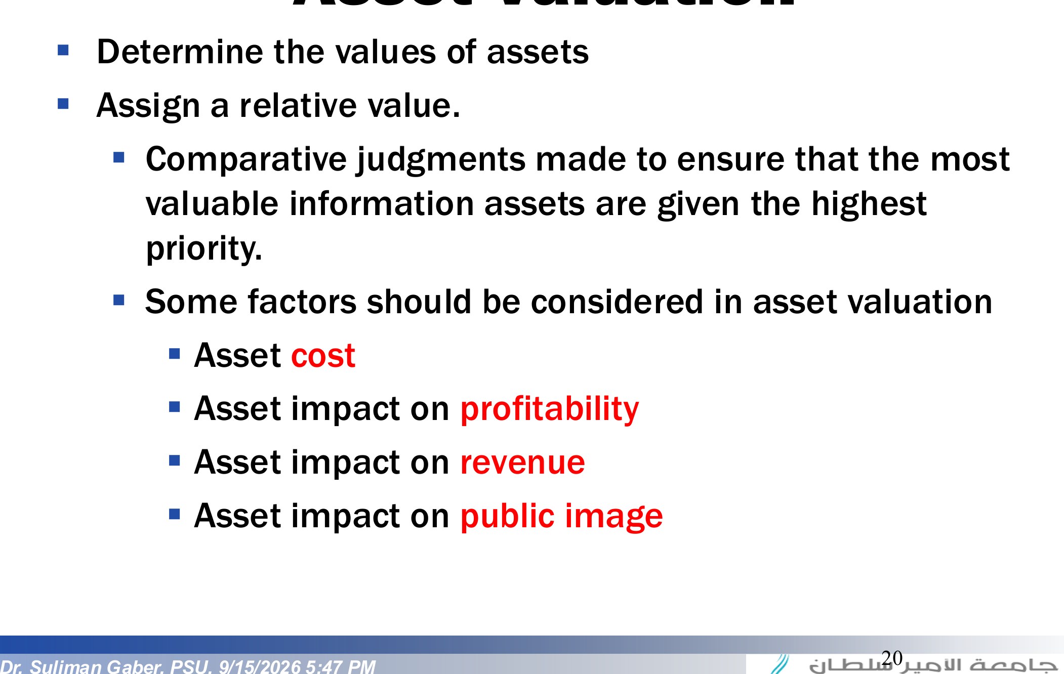 Asset Valuation