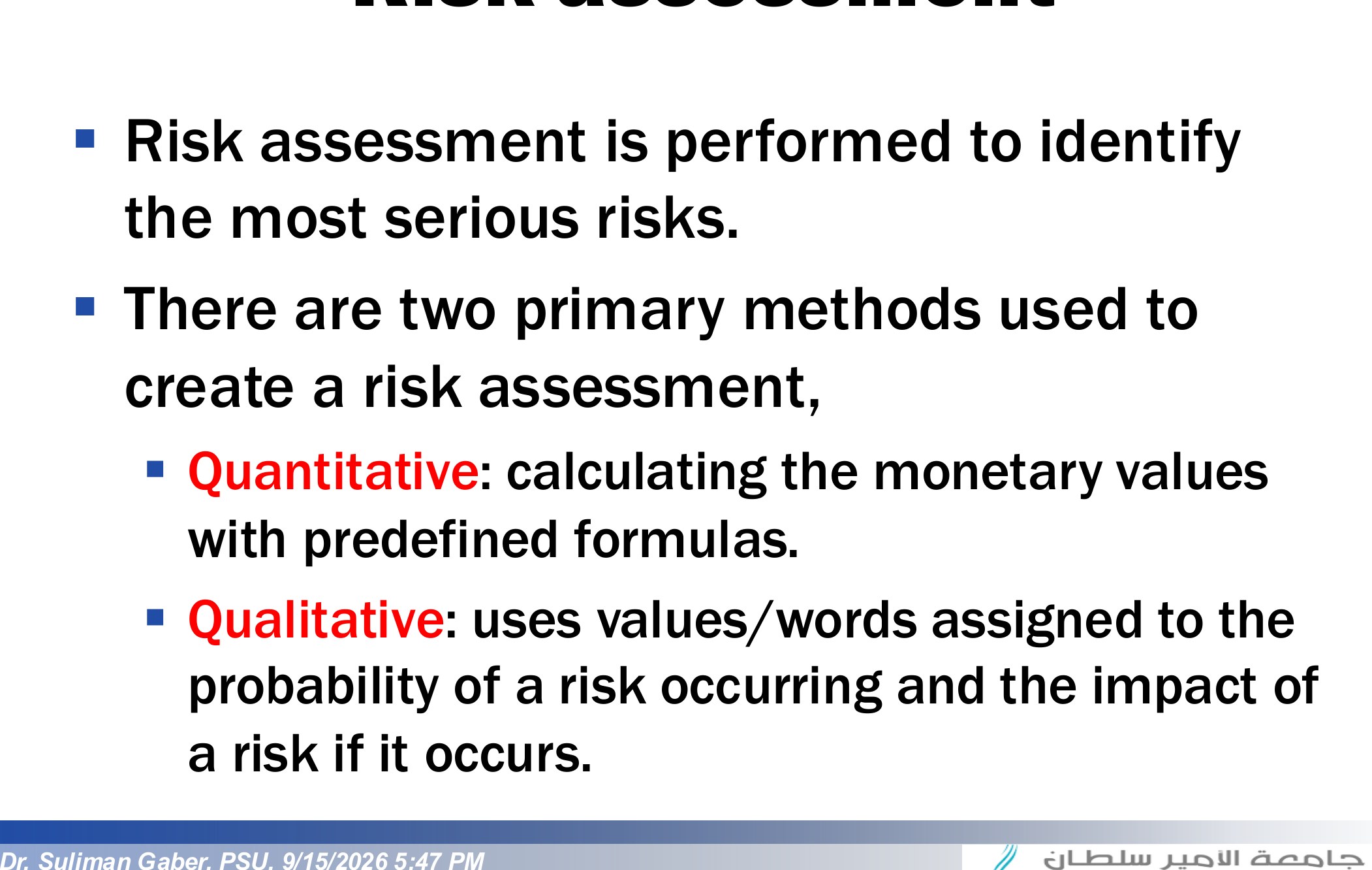 Risk assessment