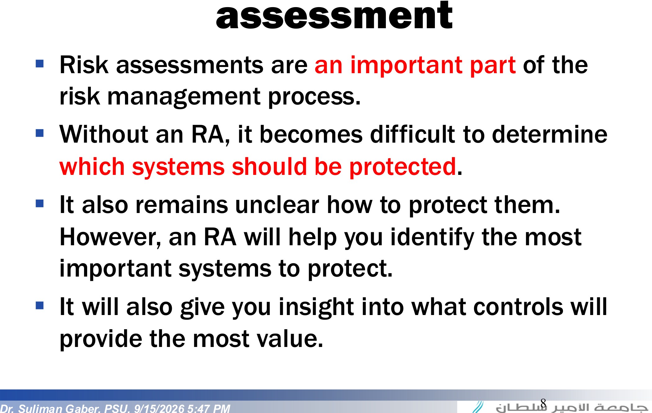 Importance of Risk assessment