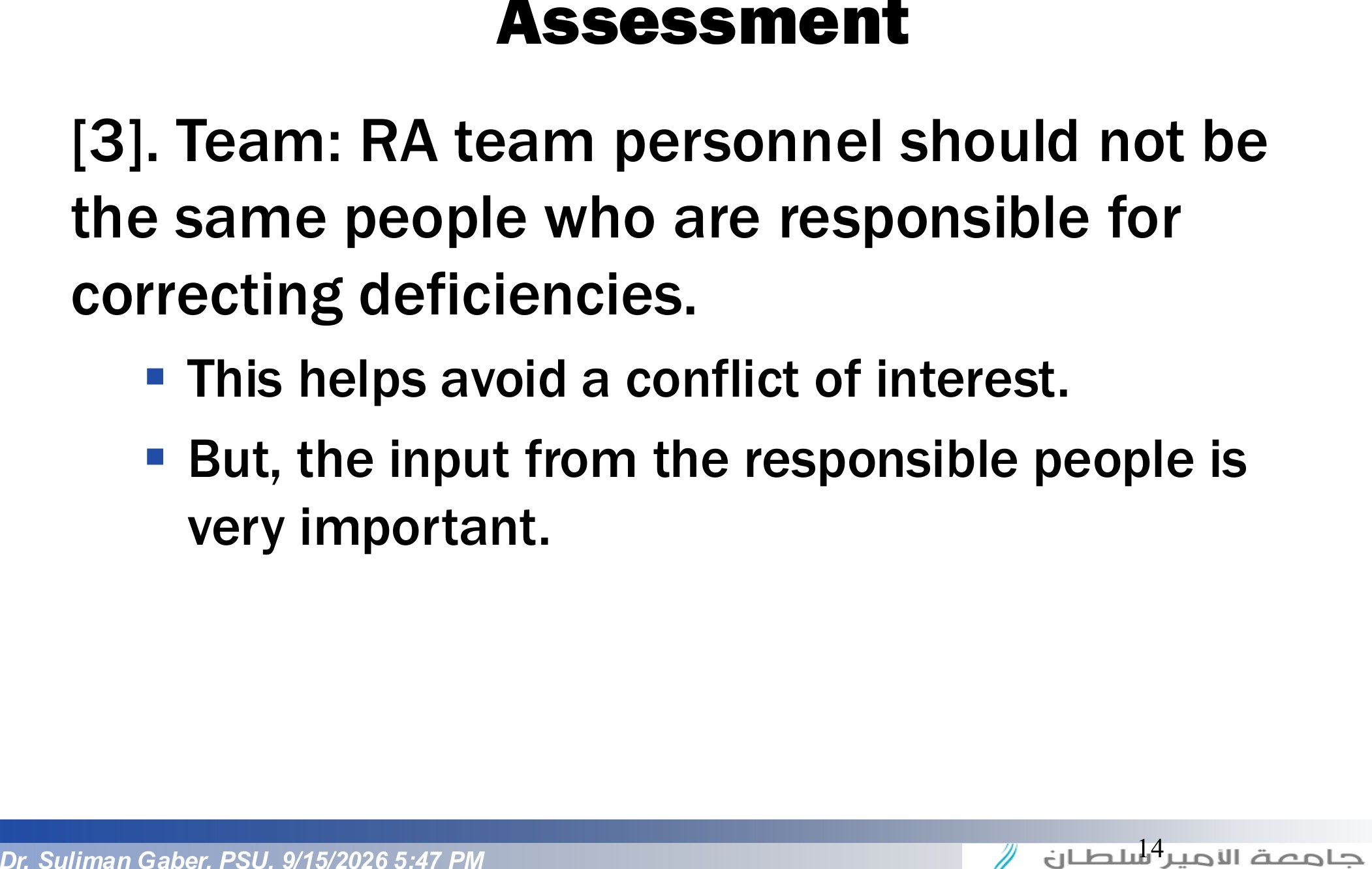 Critical Components of a Risk Assessment